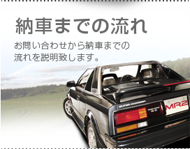 納車までの流れ　お問い合わせから納車までの流れを説明致します。